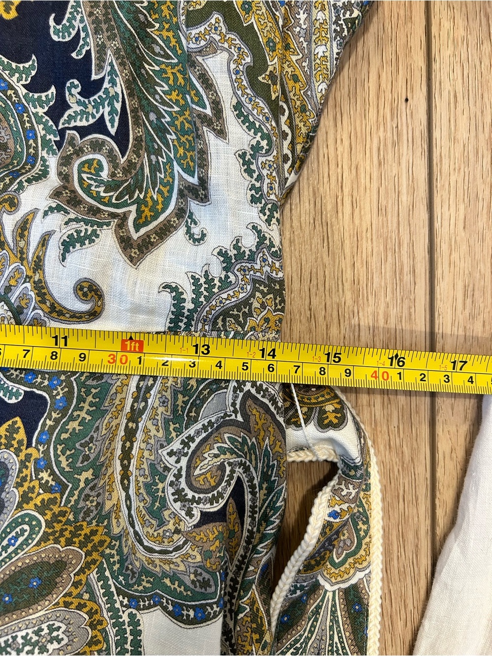 Veronica Beard Paisley Long Sleeve Midi Dress in White and Olive - Picture 8 of 9